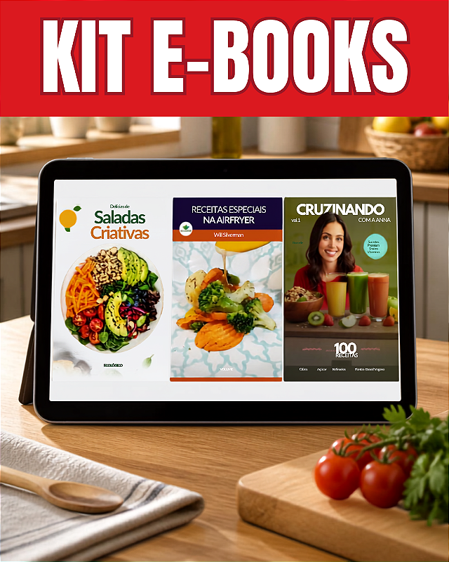 KIT Livro Digital - E-books CRUzinhando, Receitas Especiais e Saladas Criativas