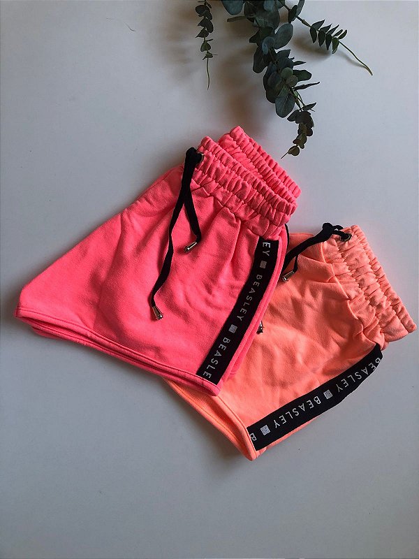 shorts feminino moletinho faixa lateral