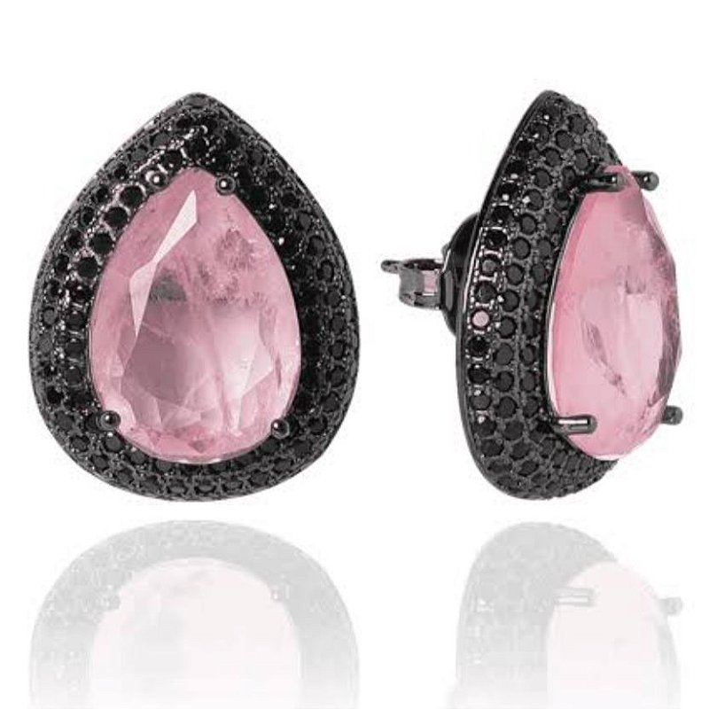 Artllure  Gargantilha Pink Fusion Gota em Prata e Ródio Negro - ARTLLURE