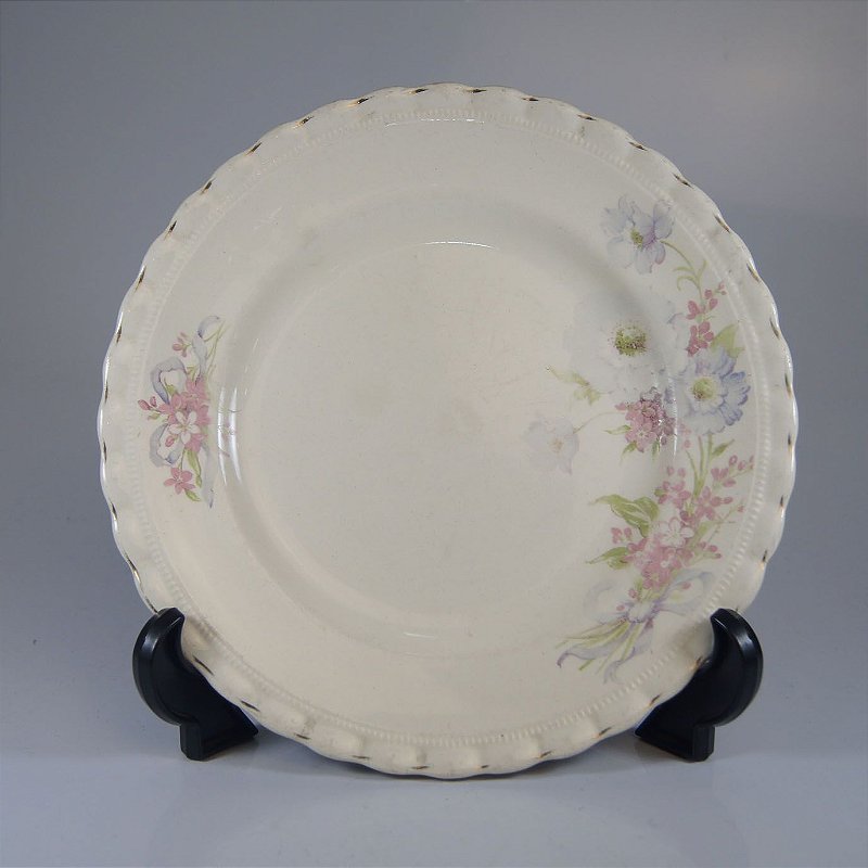 Prato de Sobremesa em Porcelana J&G Maekin Decorado - Móveis Antigos