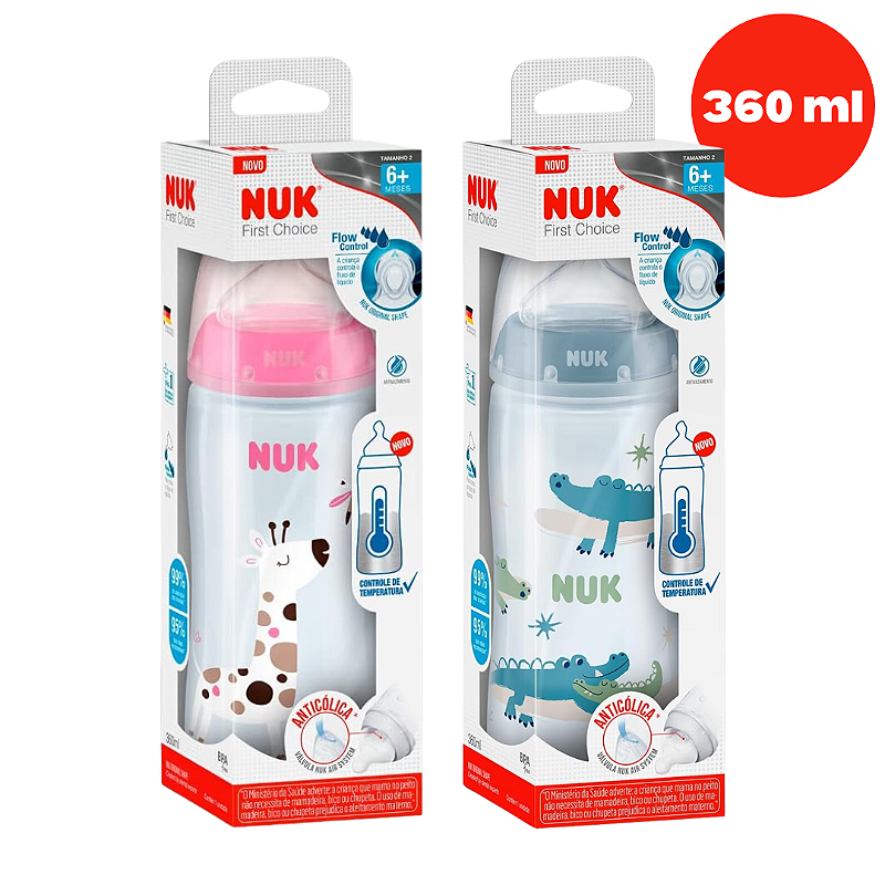 NUK Tettarelle First Choice Silicone - Taglia 2 (6-18 Mesi), Foro M Per Latte, 2 Pezzi