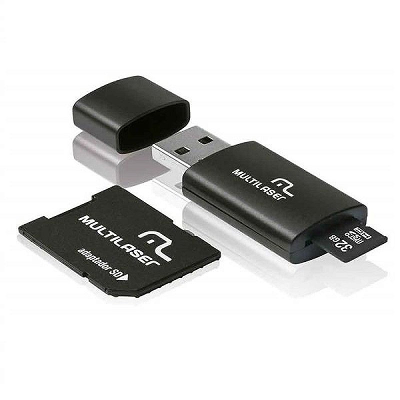 Cartão De Memória  32GB  Multilaser 3 em 1 SD Pendrive