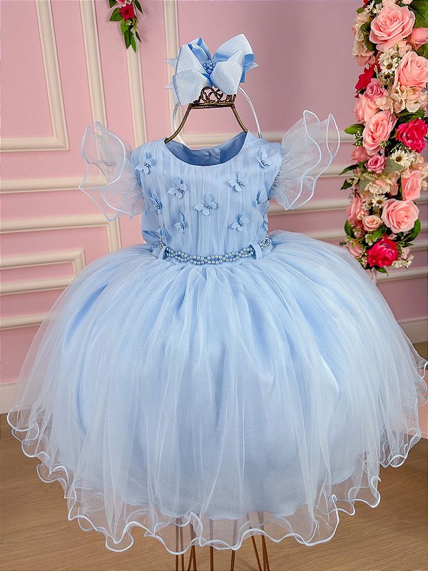 Vestido Menina Princesa Azul