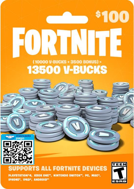 Cartão Pré-pago 13500 V-bucks - Fortnite, Comprar cartão v-bucks