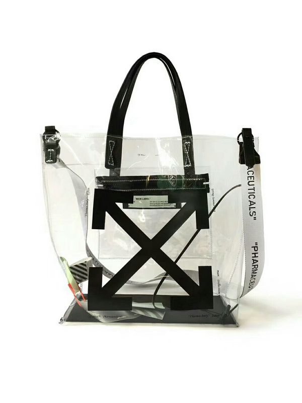 black off white tote bolsa
