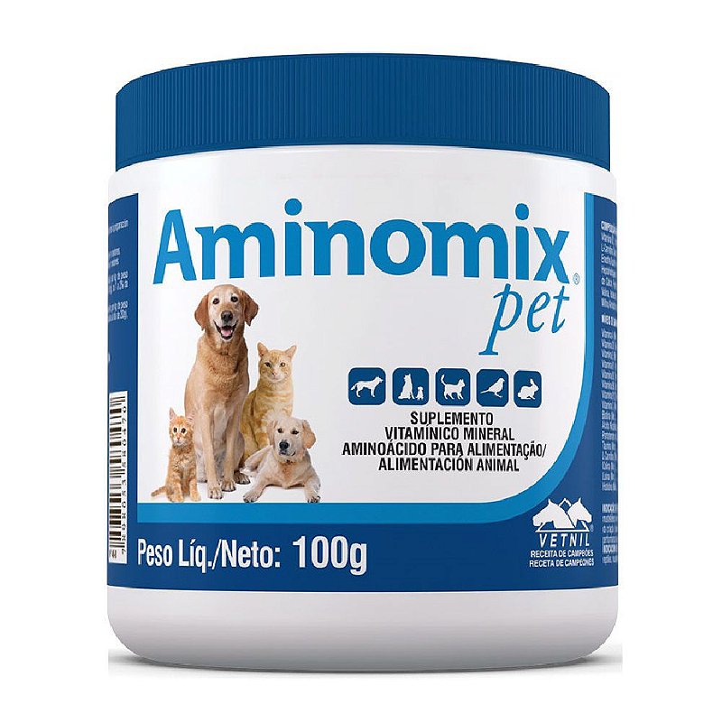 Suplemento Vitamínico Aminomix Pet Pó 100g - Vetnil - Imbatível Pet - O