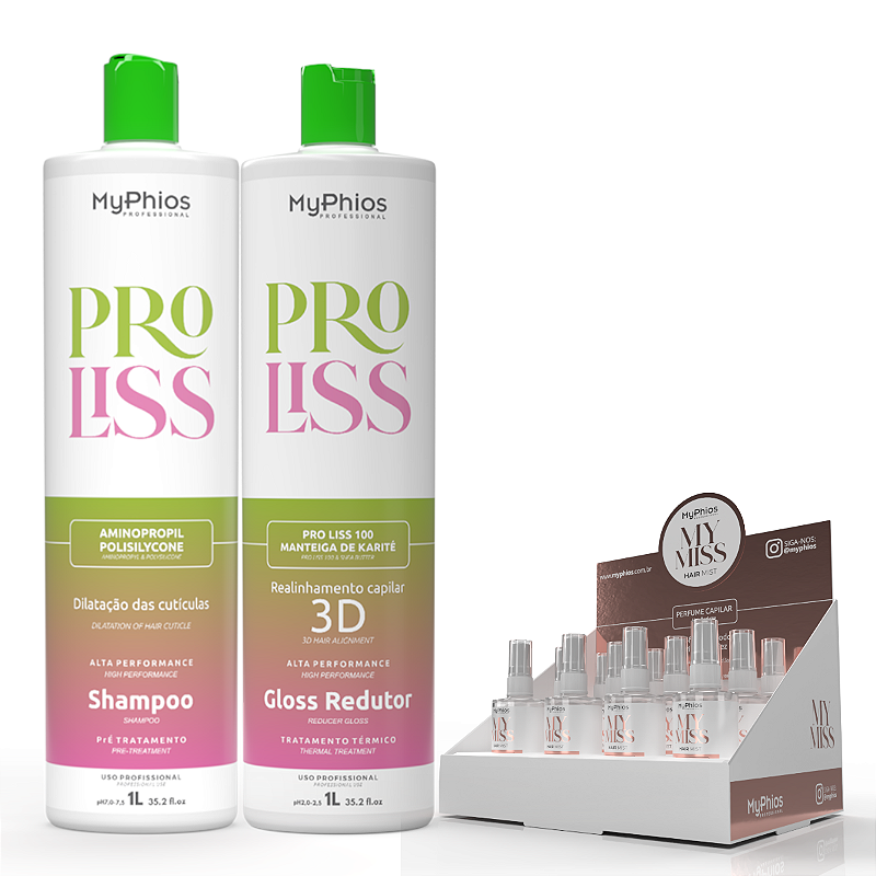 Kit Realinhamento ProLiss 1L 3D+MY MISS Hair Mist Display 12und