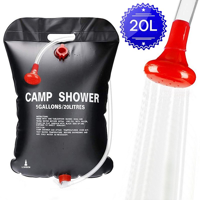 Bolsa de ducha portátil para agua caliente, bolsa de ducha de campamento de  5 galones/20L, ducha de campamento para campamento, ducha portátil para