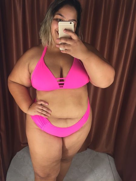 Biquíni rosa neon plus size Clearance