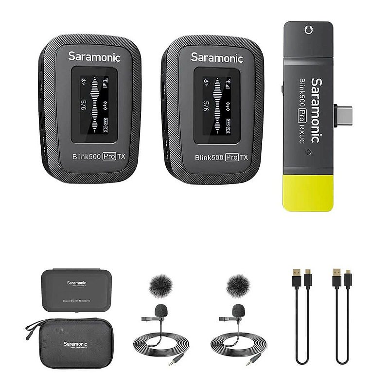 BLINK500PRO B6 — Sistema de Microfone Lapela sem fio duplo Profissional com receptor USB-C para c