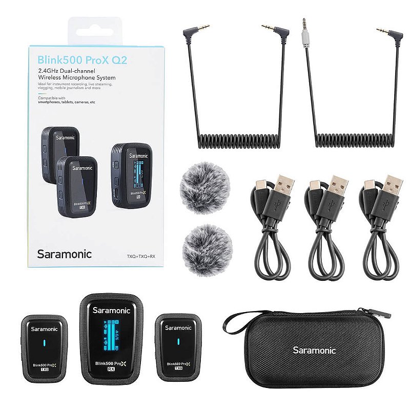 Microfone de Lapela Duplo sem fio para cameras & celulares