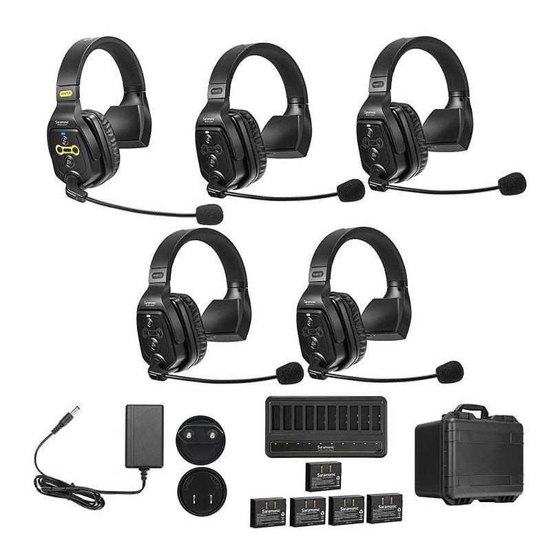 WiTalk-WT5S — Sistema de Intercomunicação sem Fio de 1.9GHz com Fones de Ouvido Simples para 5
