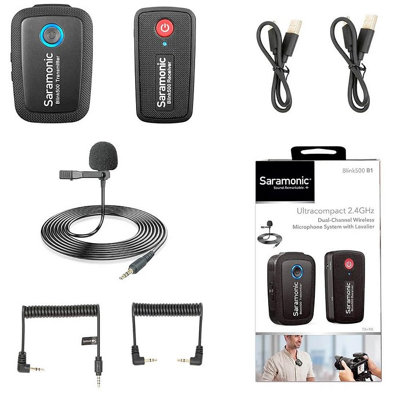 Blink500B1 — Microfone de Lapela sem fio para cameras & celulares