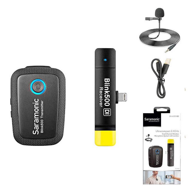 BLINK500 B3 — Sistema de Microfone Lapela sem fio com receptor Lightning