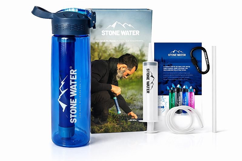 Garrafa Stone Water com Filtro + GANHE 4 Acessórios