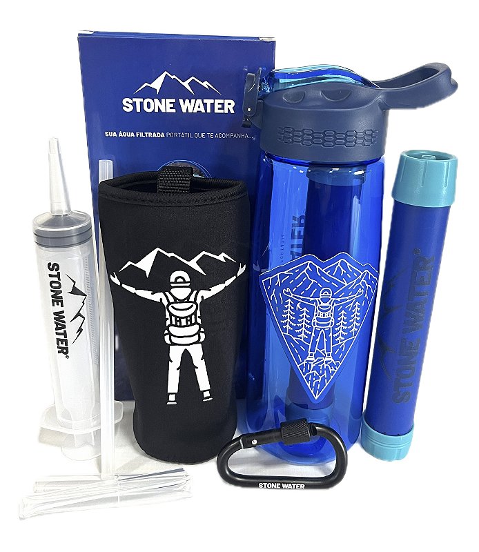 Garrafa Stone Water com filtro Edição Especial TRILHEIROS + Capa Térmica + GANHE 4 Acessórios