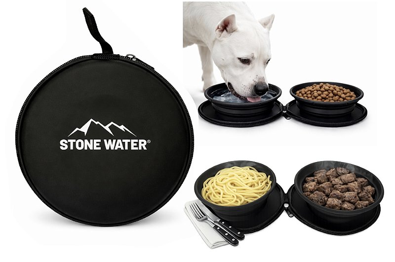 LANÇAMENTO Duo Água & Alimento - Tijela Dupla Dobrável de Silicone