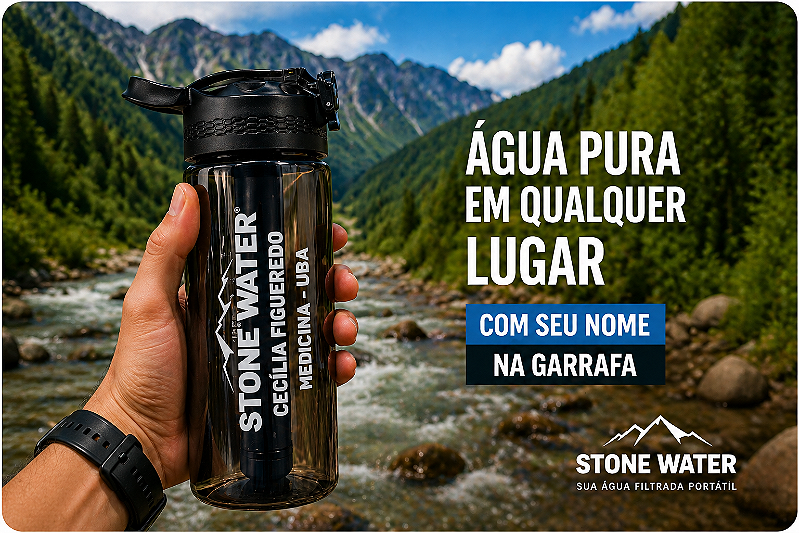 Garrafa Stone Water PERSONALIZADA com seu NOME! Água pura em qualquer lugar do mundo