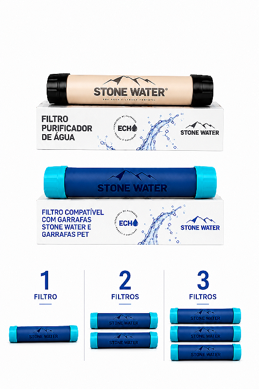 Filtro Avulso Stone Water | Refil Original 0,01 Micron | Substituição e Reposição | Compatível com Garrafas PETS