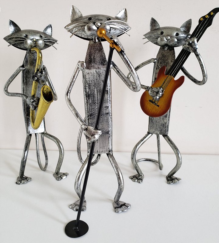 Estatueta - Gato Pop Star - Kit com 3 peças