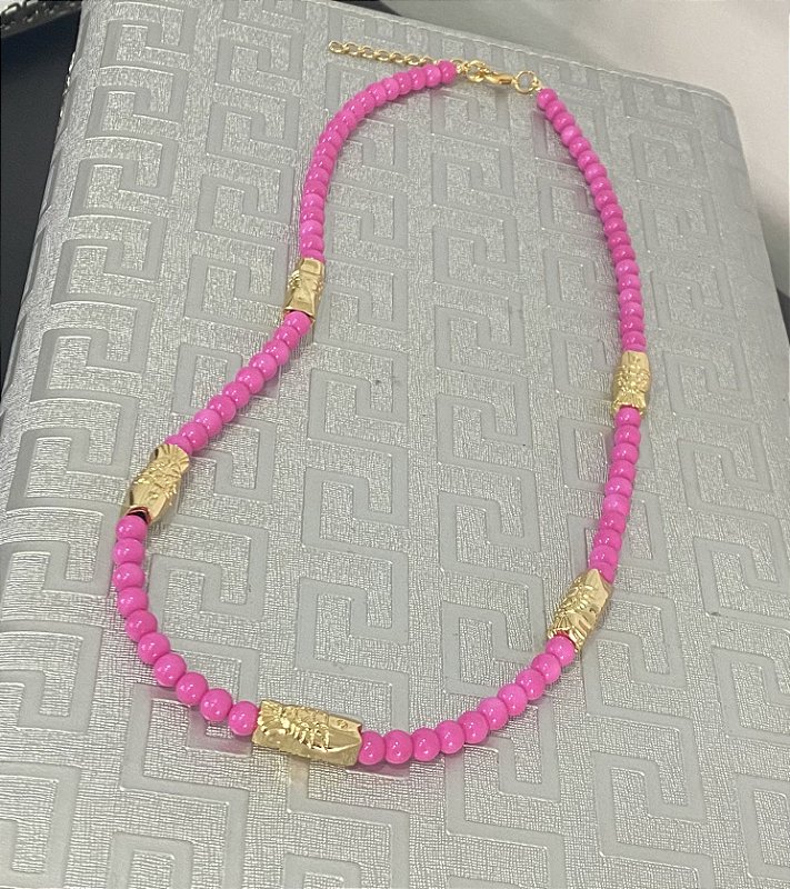 Colar Murano rosa peixe dourado