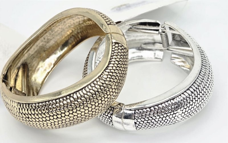 Bracelete orgânico texturizado ródio