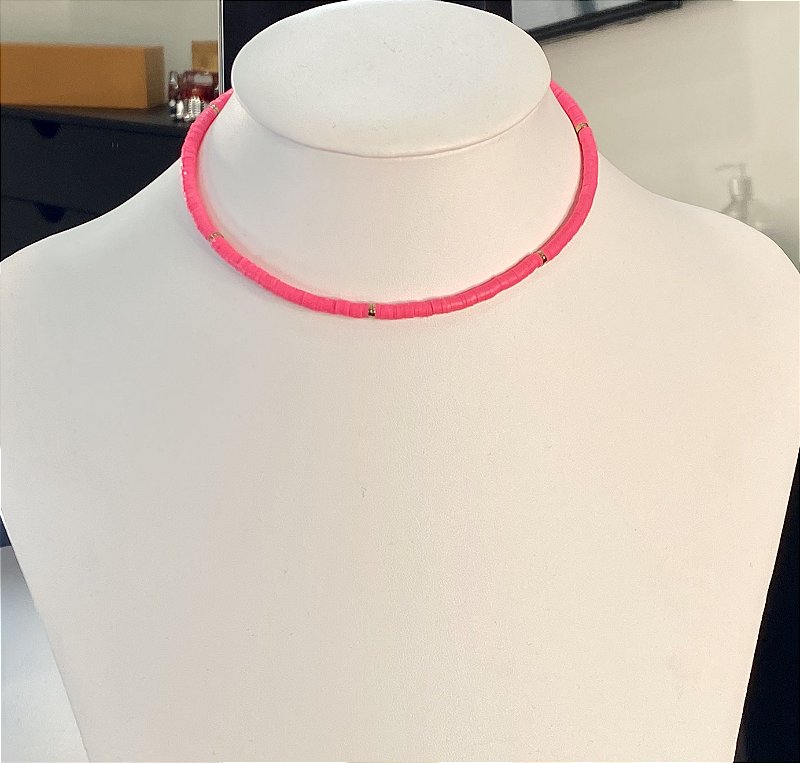 Choker borrachinhas pink neon