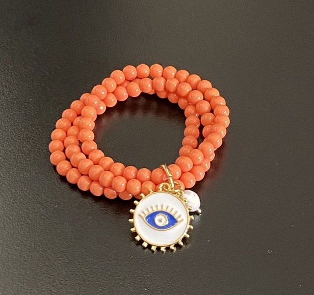 Pulseira olho grego Murano coral