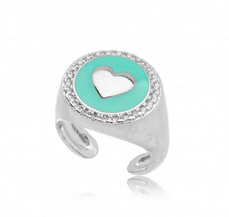 Anel coração ródio (TAM 17)