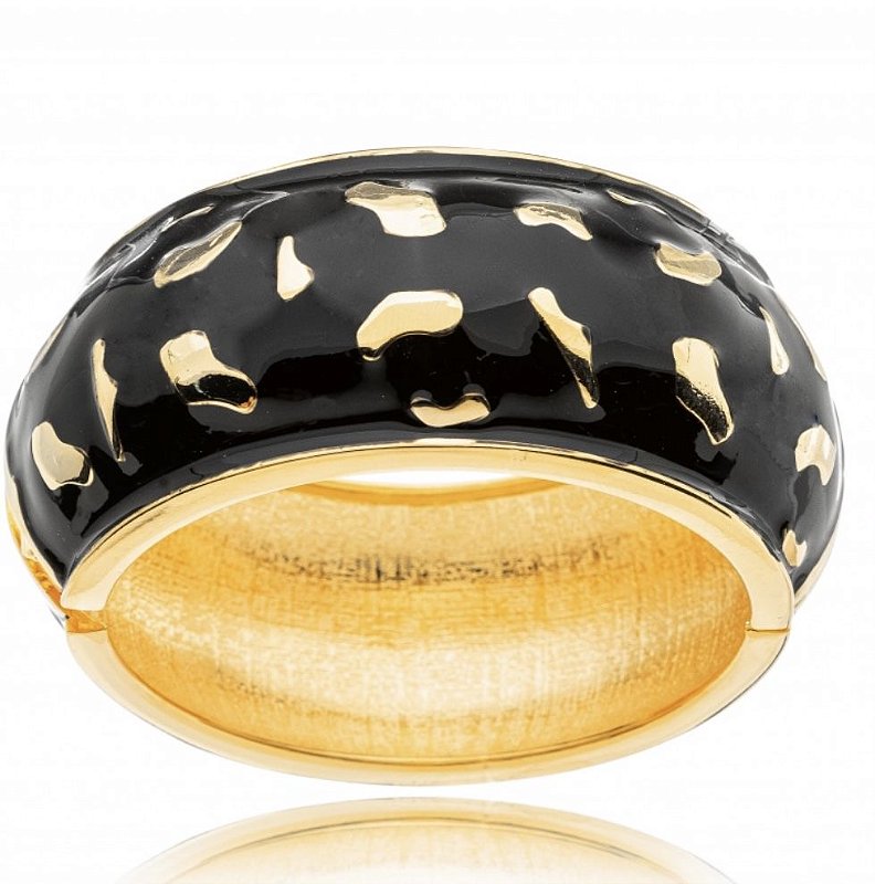 Bracelete leopardo preto dourado