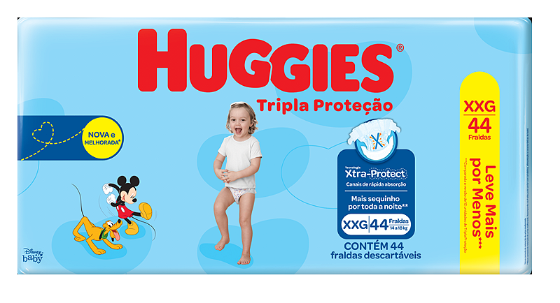 Fralda Huggies Protecao Dia Lv+Pg- C/44 Xxg