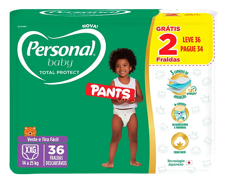 Fralda Roupinha Personal Baby Total Protect tamanho G com 44