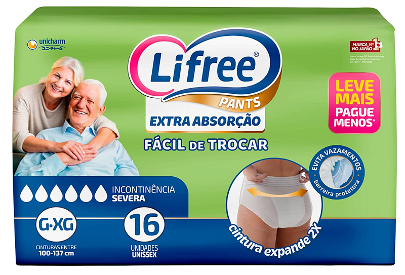 Fralda-Calça Lifree Extra Absorção tamanho G/XG com 16 unidades