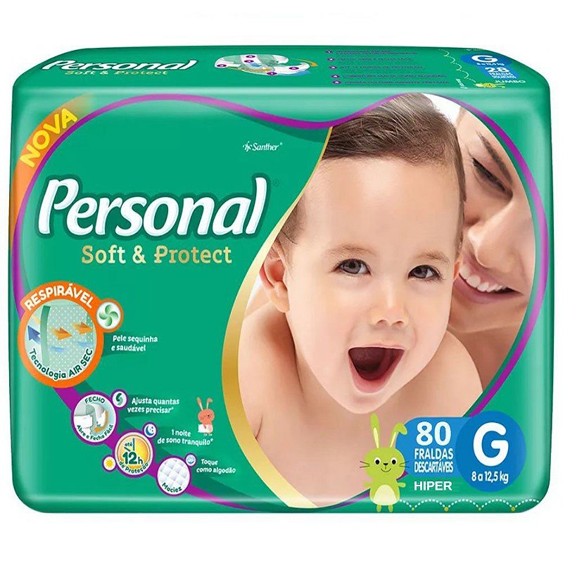 Personal G Pacote com 80 Fraldas - 852 - DiskFraldas