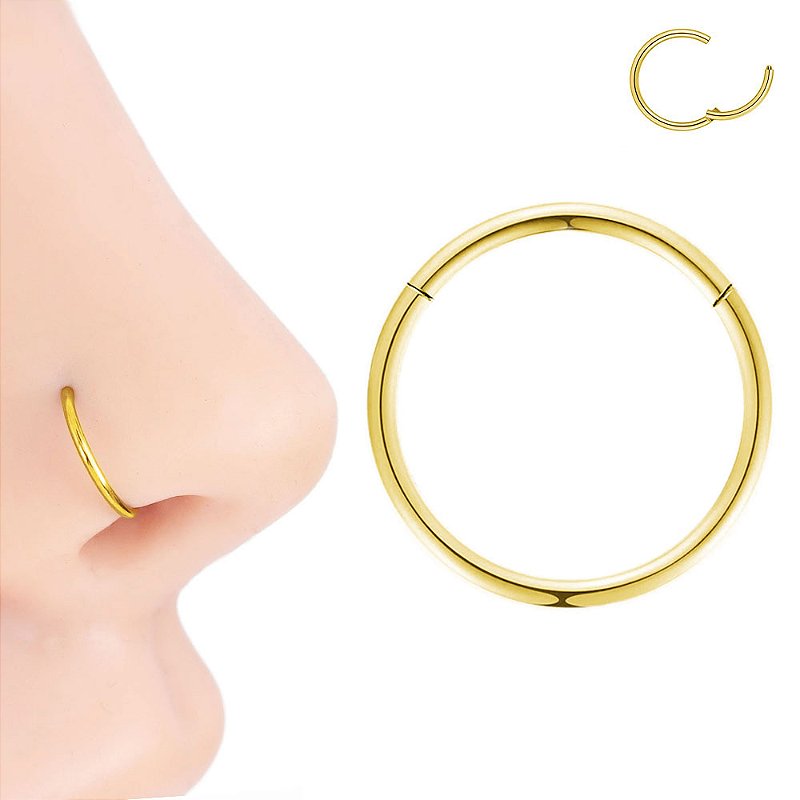 Piercing argola clicker haste fininha cravejada - Titânio G23 ou PVD  GoldPiercingsBub Gli Piercings & Trend´s