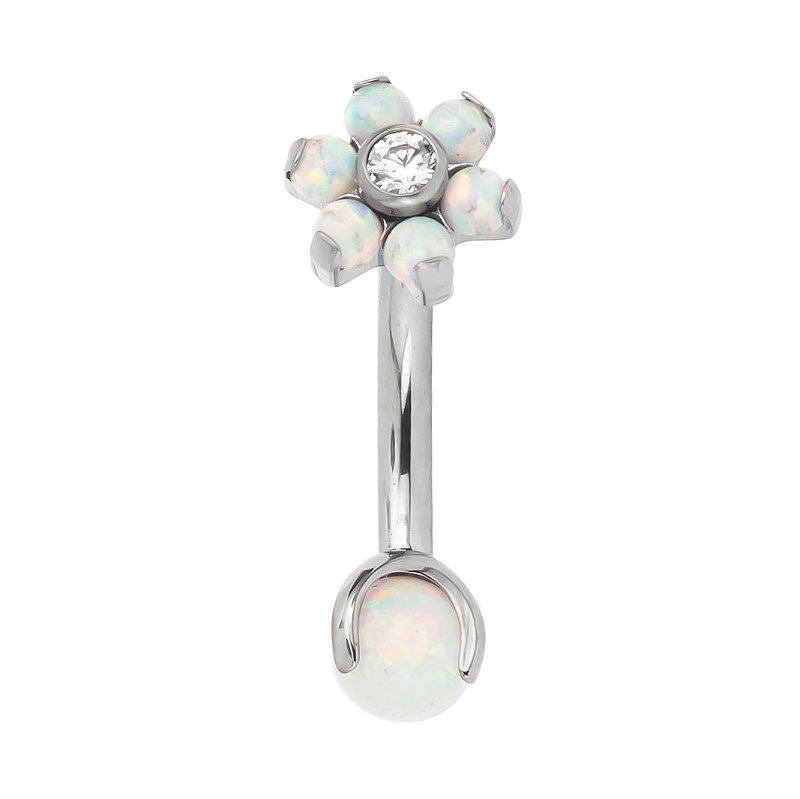 Piercing de Umbigo Floating Navel de Titânio Flor de Opala Fine Piercing