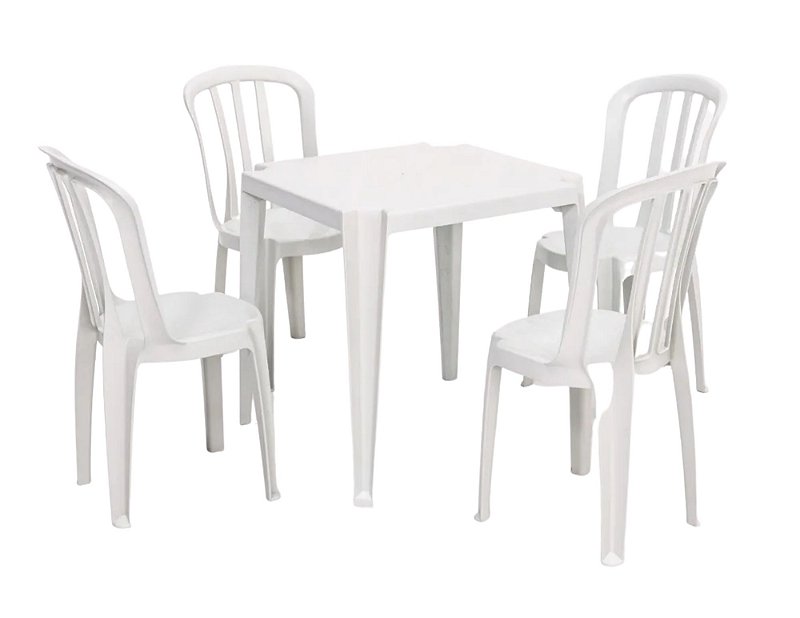 Promoção de Conjunto de Mesas e Cadeiras Plásticas - Plásticos Ipiranga -  Bombonas, Caixas, Estrados, Lixeiras, Pallets e mais