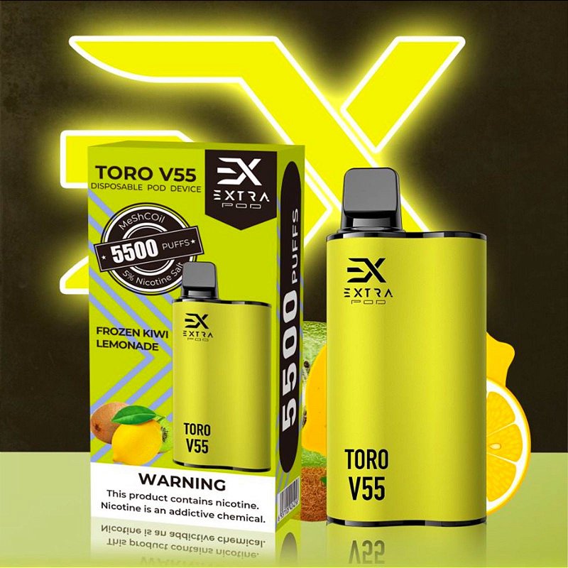 EXTRA POD TORO V55 5500 PUFFS FROZEN KIWI LEMONADE Vape Skull CWB