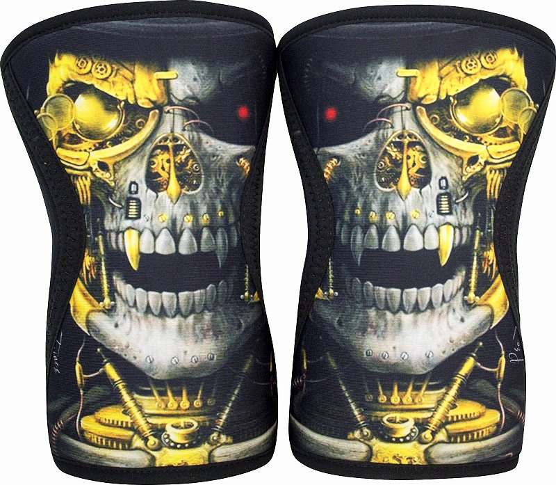 Joelheira Crossfit 5mm Caveira Ouro