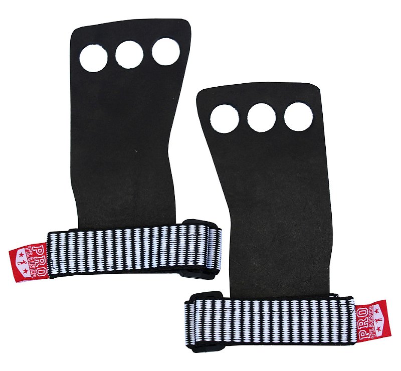 Grip 3 Furos em Couro Preto