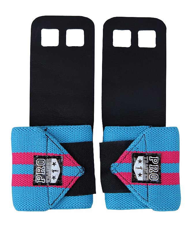 Grip com Munhequeira Azul com Rosa