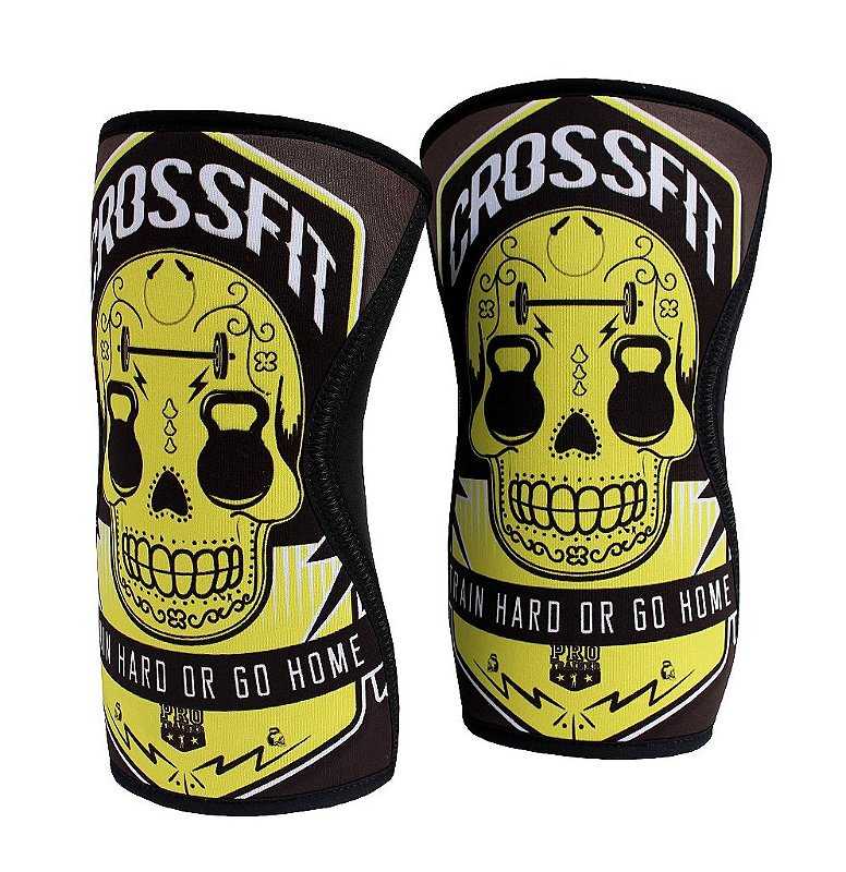 Joelheira Crossfit 5mm Caveira Amarela