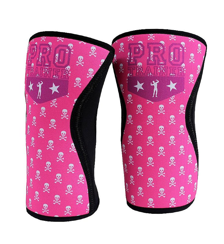 Joelheira Crossfit 5mm Caveira Rosa