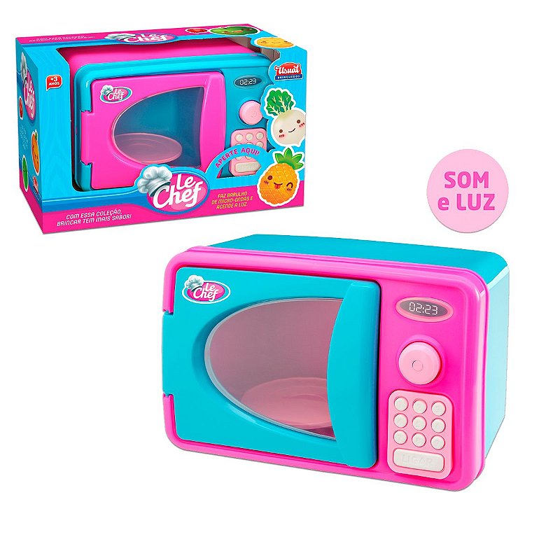 Brinquedo Kit Mini Microondas Coleção Le Chef Luz e Som