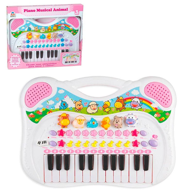 Pianinho Musical De Musicalização Infantil Teclado Brinquedo - Azul