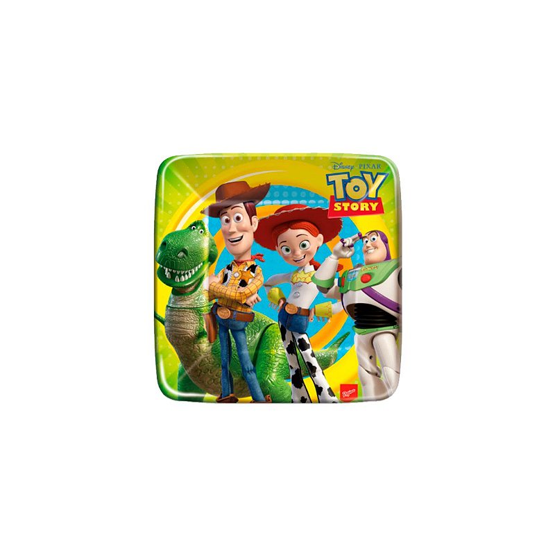 Prato Quadrado Tema Toy Story 18cm C/ 8Un Regina Shop Macrozao