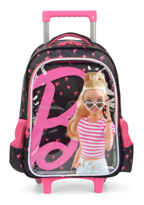 Mochila Escolar Rodinha Barbie Preta e Rosa C/ Luz Infantil - Shop Macrozao