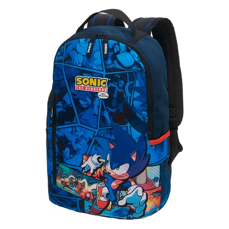 Mochila escolar multicolor do Sonic, tamanho padrão