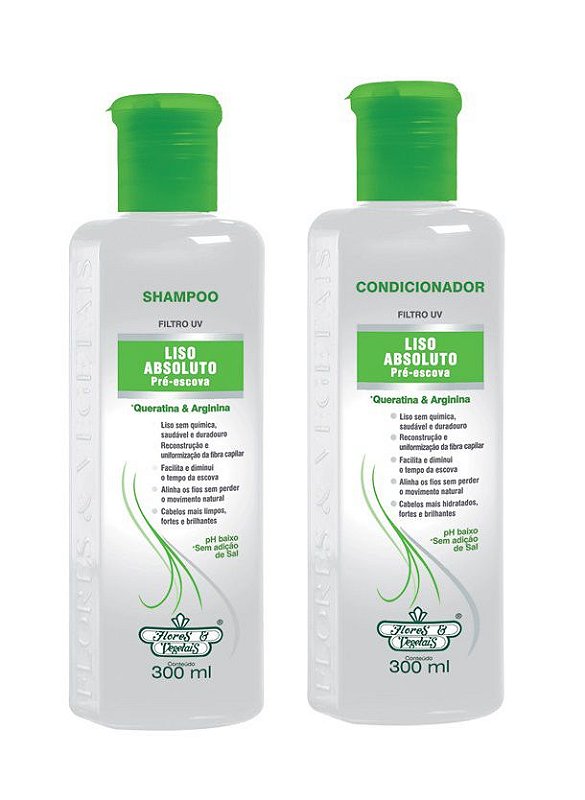 Flores e Vegetais Liso Absoluto - Kit Shampoo e Condicionador - Body e