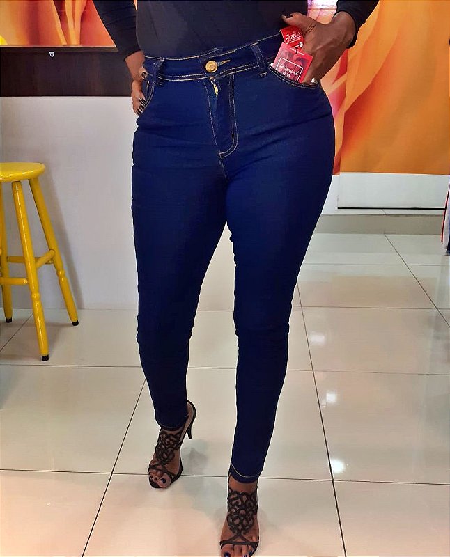 Calça Skinny Cintura alta Jeans classico azul
